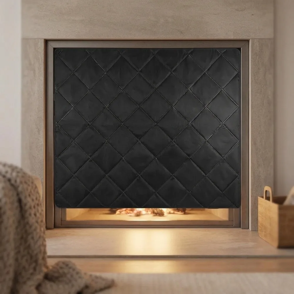 Draft Blocker Magnetic Fireplace Cover Blanket with Thick Cotton Filling and Built In Magnets for Secure Fit and Energy Saving