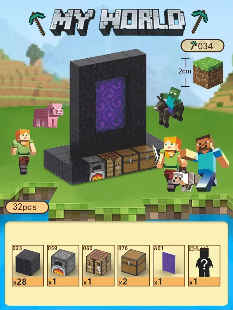 32 pçs blocos magnéticos anime crianças quebra-cabeça montado brinquedo boneca mini cubo magnético modelo crianças brinquedos de construção presente