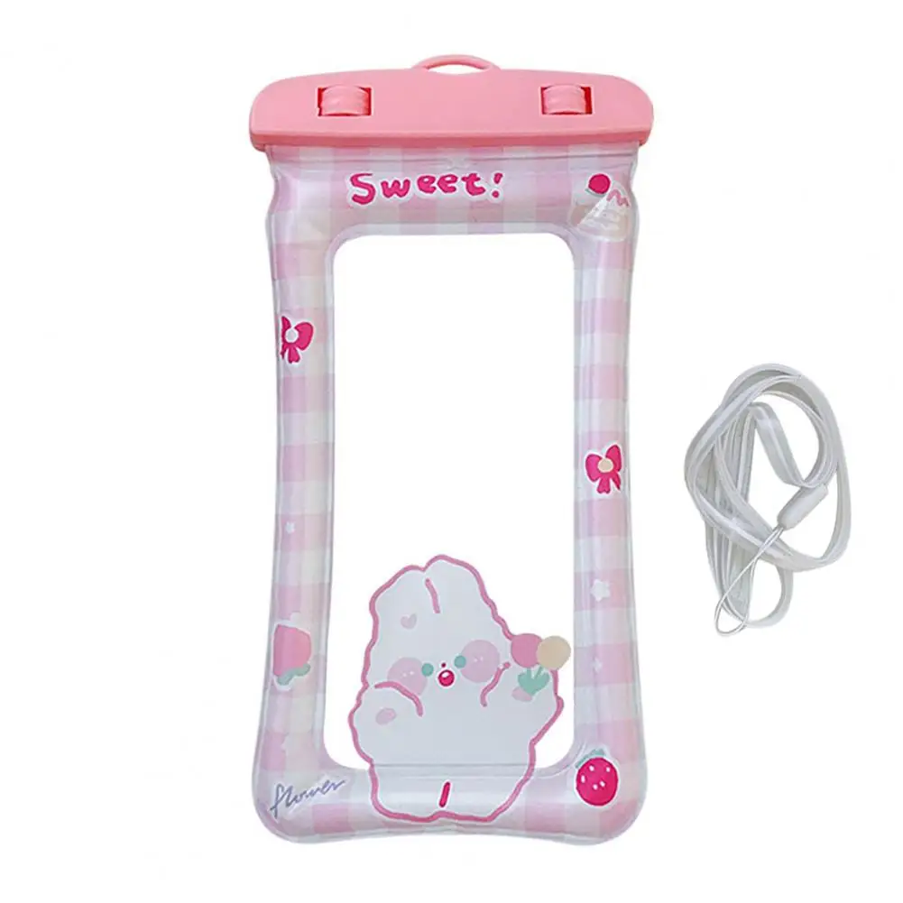 حقيبة هاتف مقاومة للماء تعمل باللمس الحساس العالمي مع حبل لطيف الكرتون الهاتف تحت الماء غطاء الهاتف المحمول للسباحة