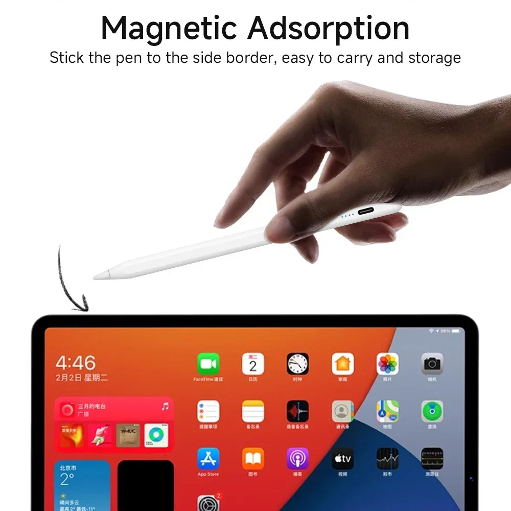 يتميز جهاز لوحي Universal Stylus Android IOS Windows Stylus IPad Apple Pencil Tablet بمرفق مغناطيسي مع ملحق قلم رصاص
