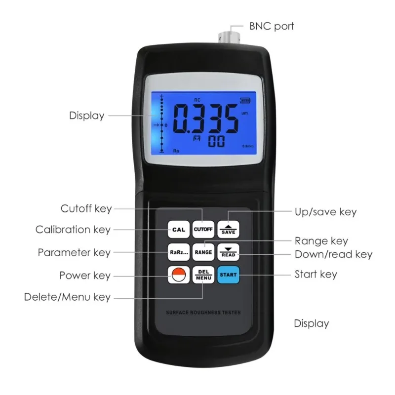 Digital Surface Roughness Tester Meter Gauge 4 Parameters Profilometer W/ Separate Sensor  10um Data Memory Ra Rq Rz Rt
