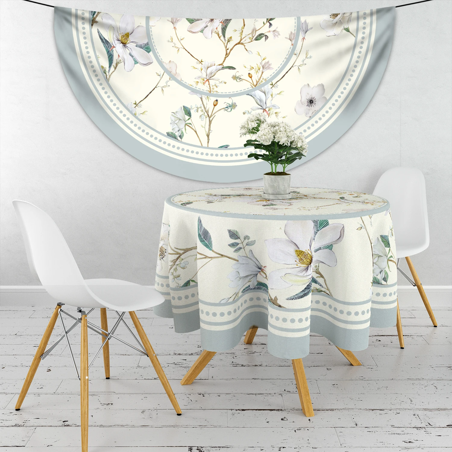 1 Piece Black White Checkered Circular Tablecloth Waterproof Dining Table Cover Lemon Bohemian Style 63 inch Tablecloth