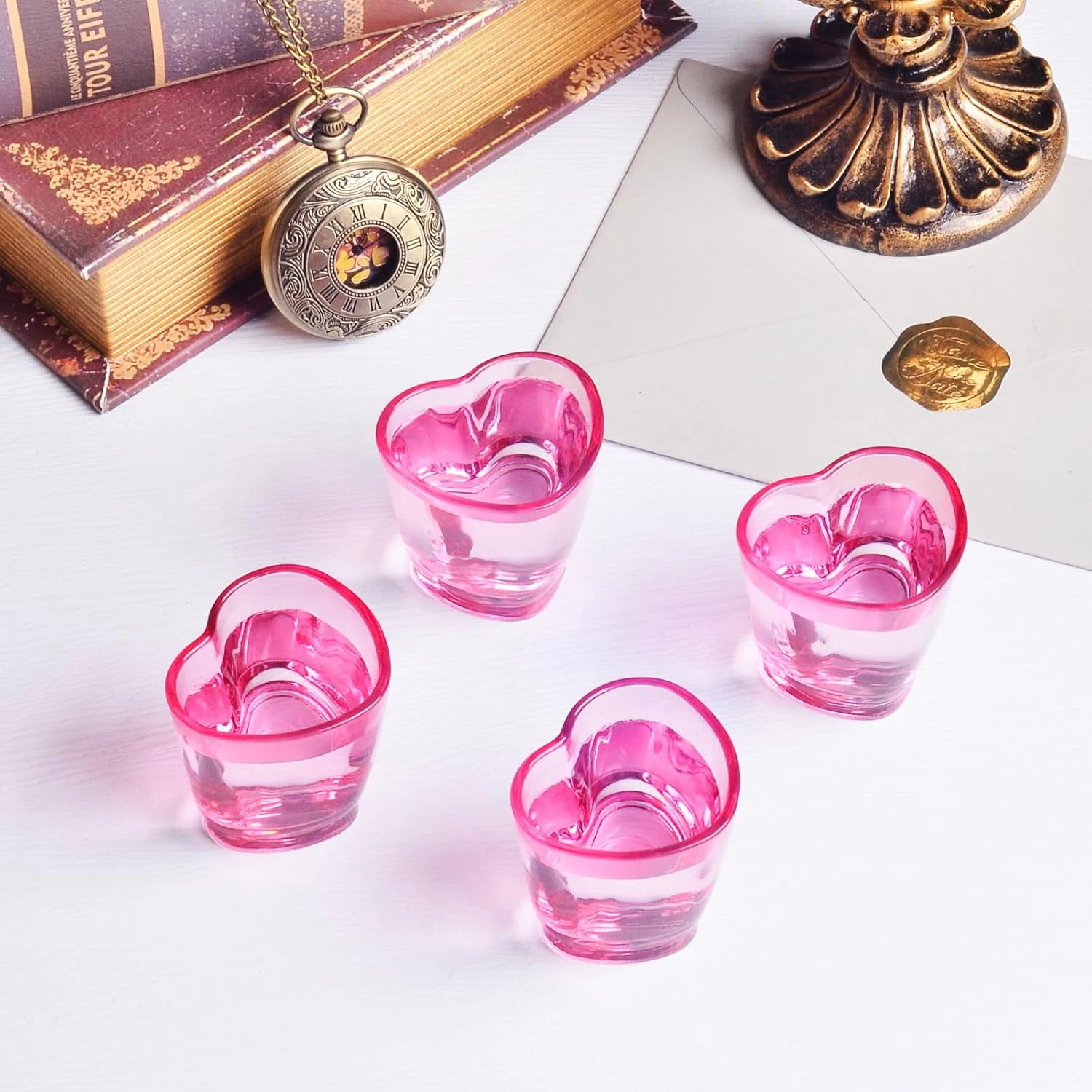 6-teiliges herzförmiges Kunststoff-Gläser-Set/Rosa Kunststoffbecher ist nicht zerbrechlich/Valentinstag-Party-Dekorationszubehör/Soju-Schnapsgläser – Detail 3