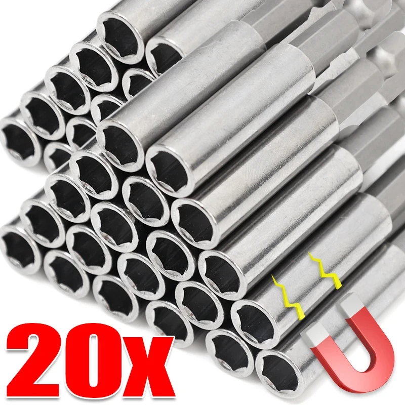 1/20x Magnetic Screwdriver Bit Holder Set  Hex Shank Extension Carbon Steel Quick Release Drill Bit Adapter for Screws and Nuts