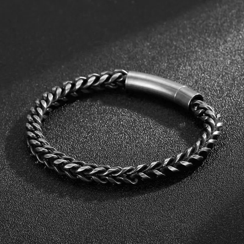 Vintage Link Chain Men Bracelet Punk Rock Stainless Steel Motorcycle Bracelets Male Handmade Jewelry Accessories Gifts