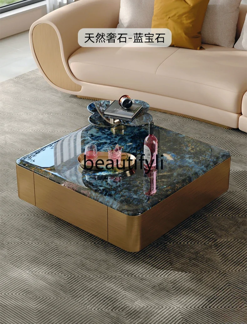 Square modern light luxury natural marble coffee table