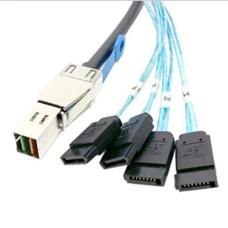 A56XQ Mini SAS HD SFF-8644 ถึง 4 x SATA 7Pin Hard Disk Cable 12Gbps Server ฮาร์ดดิสก์ภายนอกสายความเร็วสูง 3.33TF/1M