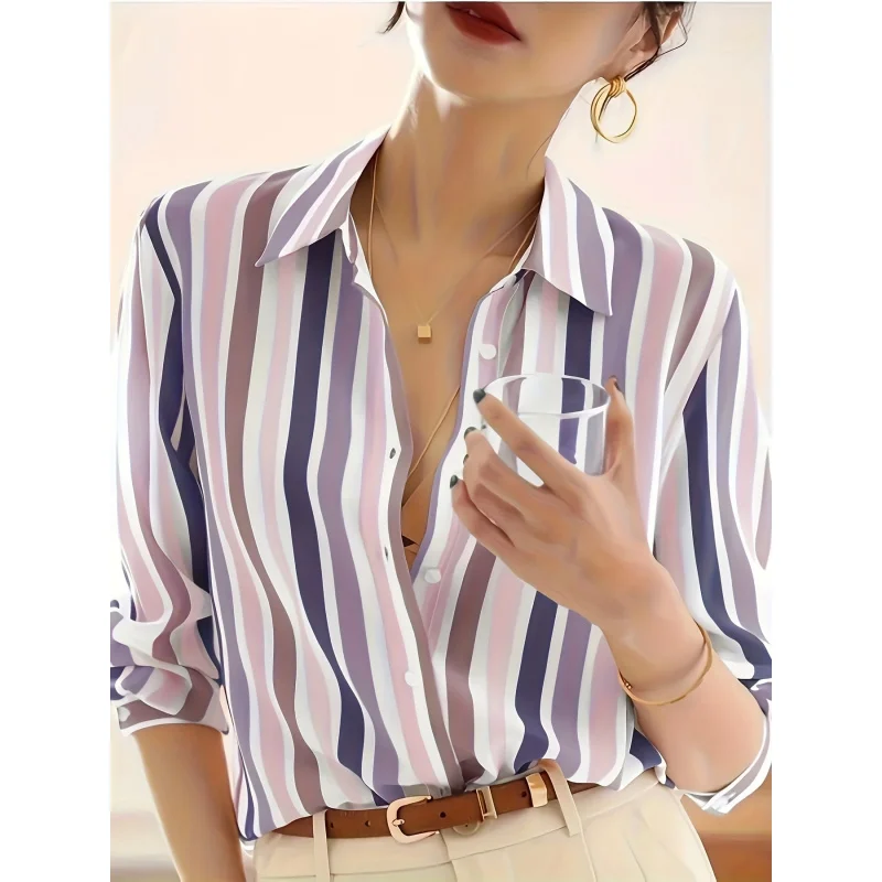 Women'S Casual Striped Long Sleeve Shirt | Black And White Vertical Stripes, Lightweight, Spring/Summer/Fall