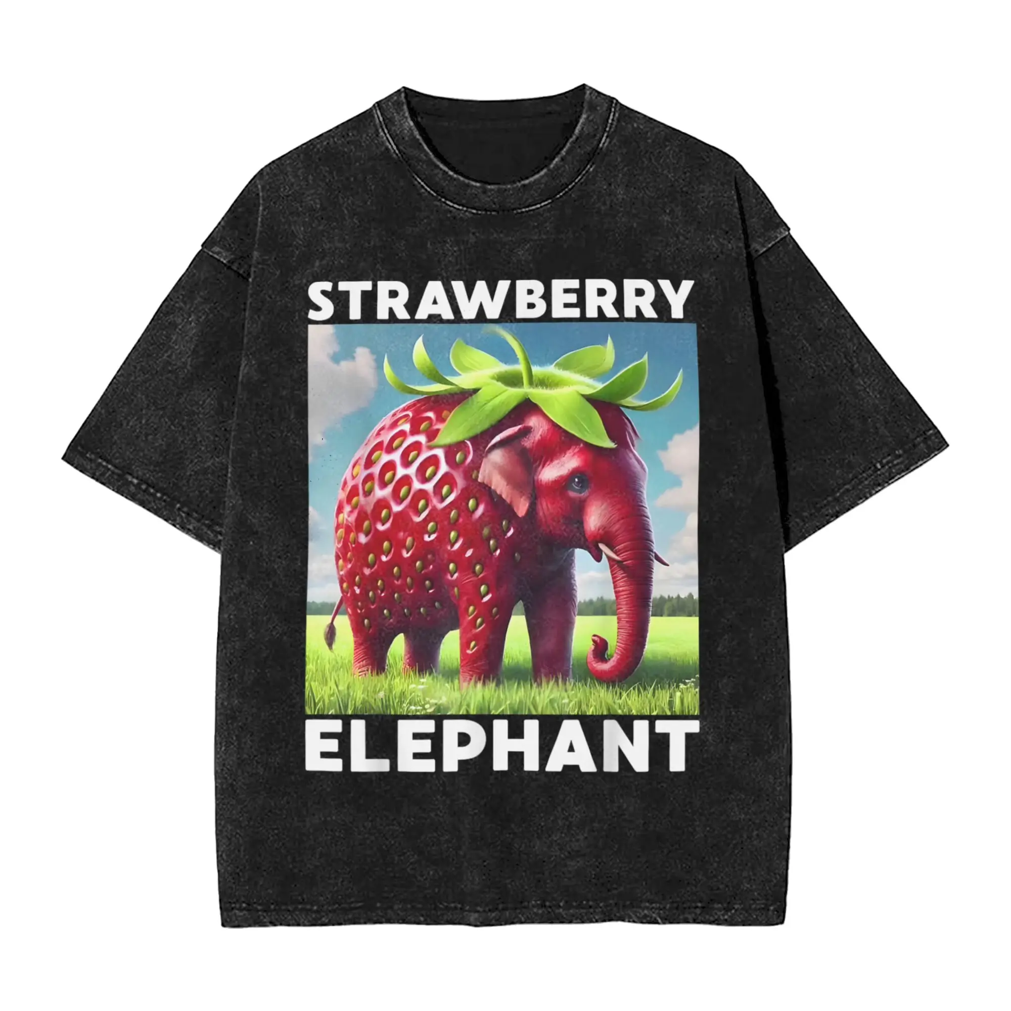 الفراولة الإيطالية الفيل ميمي تي شيرت الصيف خمر تي شيرت القطن الهيب هوب تي شيرت قصير الأكمام تصميم تي شيرت علوي