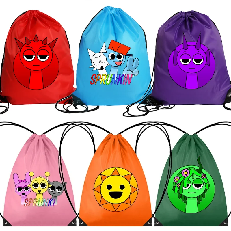 

Sprunki сумка на шнурке спортивный водонепроницаемый дорожный рюкзак с карманами баскетбольные сумки с игровым принтом подарки на день рождения для мальчиков и девочек