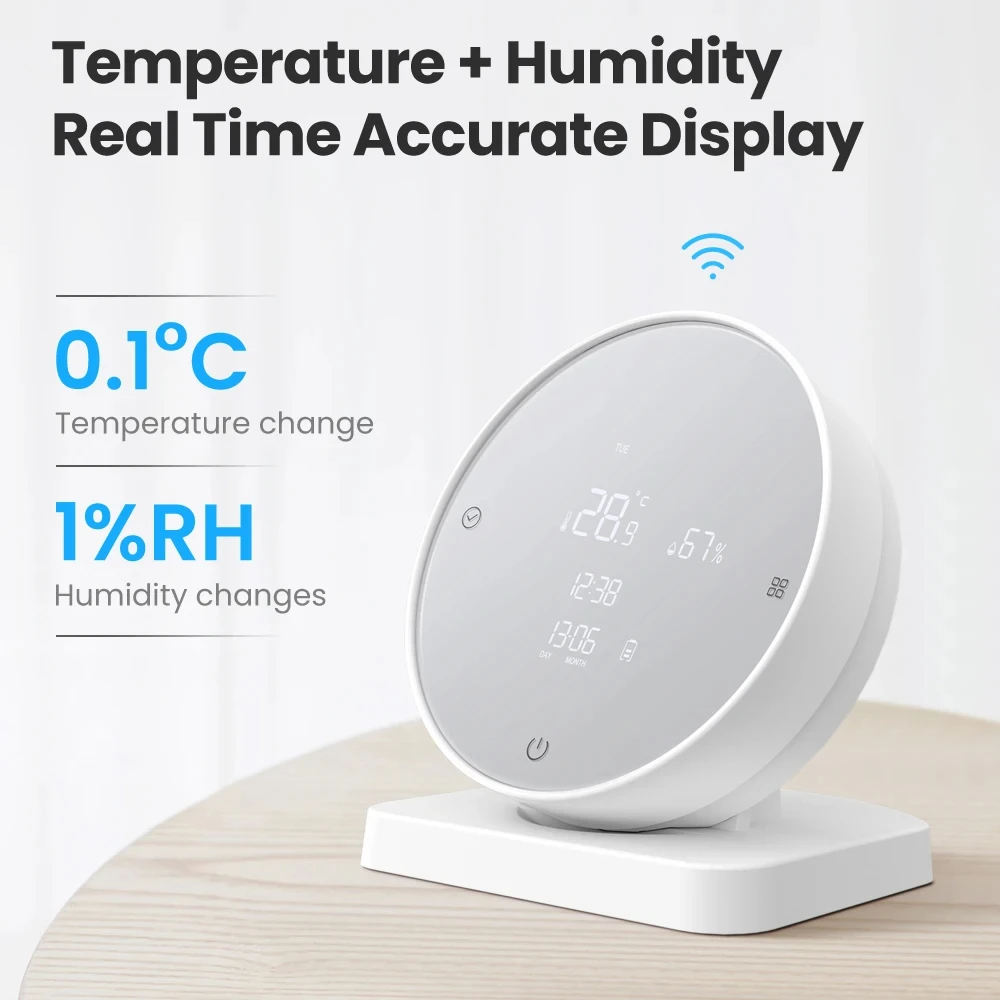 MIUCDA Tuya WiFi Smart Temperature Humidity Sensor, Thermometer Detector APP Remote Control Work With Alexa Google Home Alice