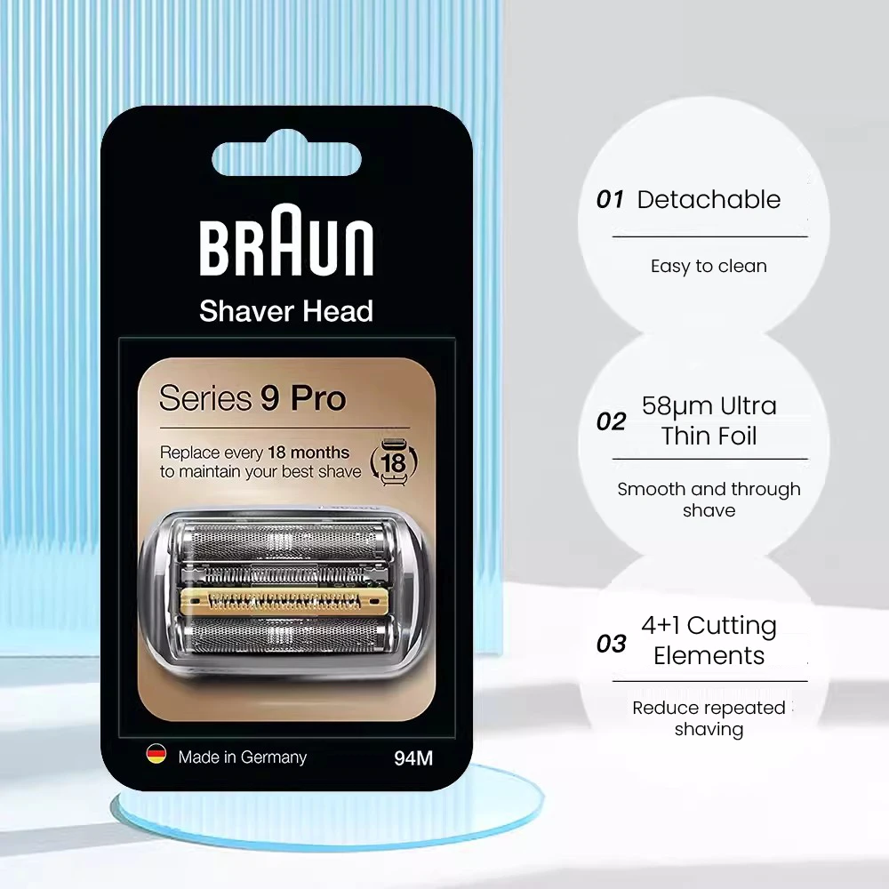 Бритвенная головка Braun Series 9 Pro, совместимая с моделями Braun Series 9 4 + 1 режущие элементы 58, ультратонкая фольга Braun 94M