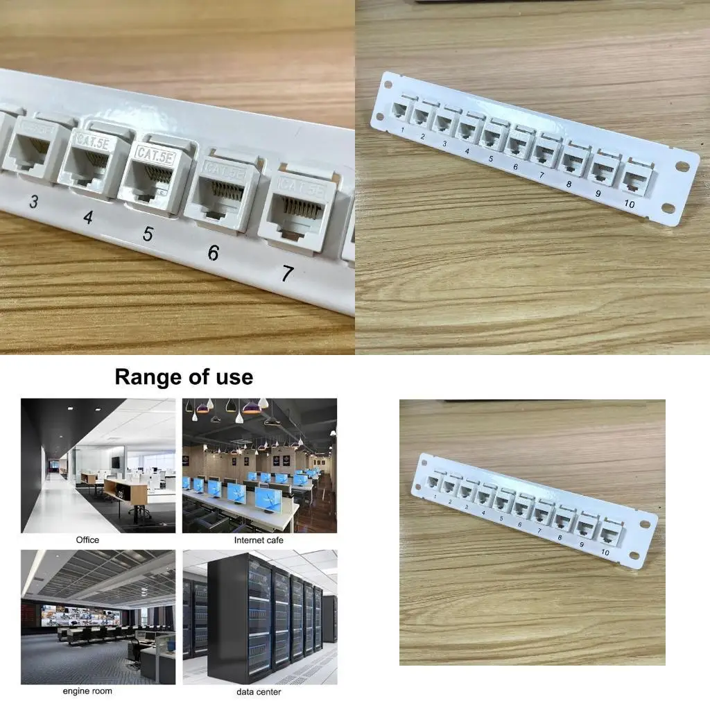 Patch Panel 10Port CAT5e 10G Support 1U Network Patch Panel UTP 19inch Wallmount or Rackmount Punch Down Block for CAT5e