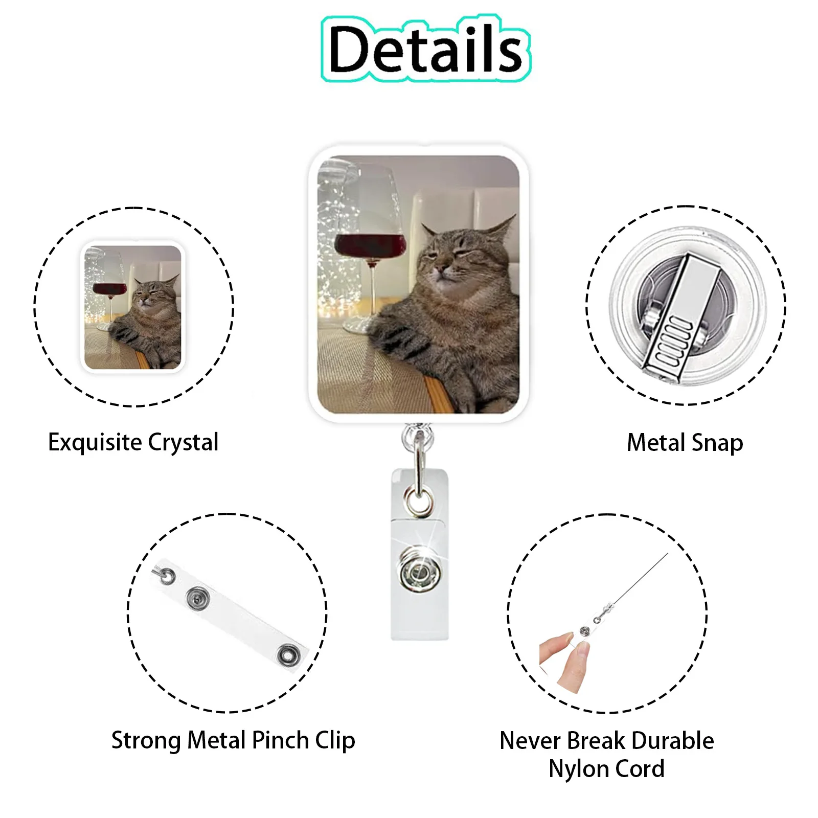 1 Stuks Grappige Kat Uitdrukking Intrekbare Ziekenhuis Verpleegkundige Badge Houder Reel Leuke Cartoon Miauw Id Tag Werk Kaarthouder sleutelhangers