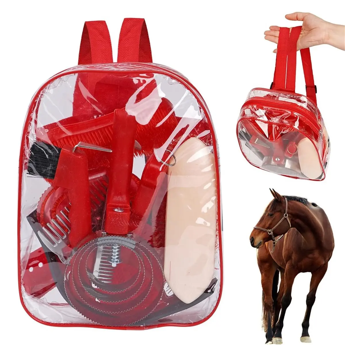 10 Pcs Horse Grooming Kit Horse Care Brushes and Cleaning Tools Horse Care Tools Metal+Plastic