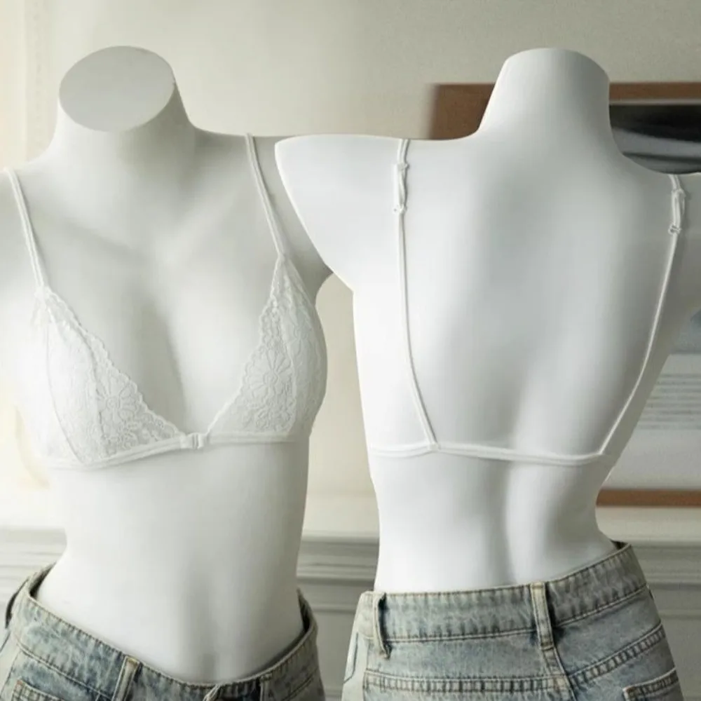 Ultra-thin Shoulder Strap Lace Wireless V Bra Shockproof Seamless Lace Floral Print Bra Front Button Lingerie Anti-sagging image 4