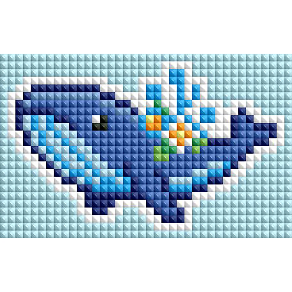 

Минигем ® Набор для алмазной вышивки 5D DIY из смолы с изображением кита и цветов, 9,4 см × 5,9 см - миниатюрная мозаика с морским пейзажем для домашнего декора