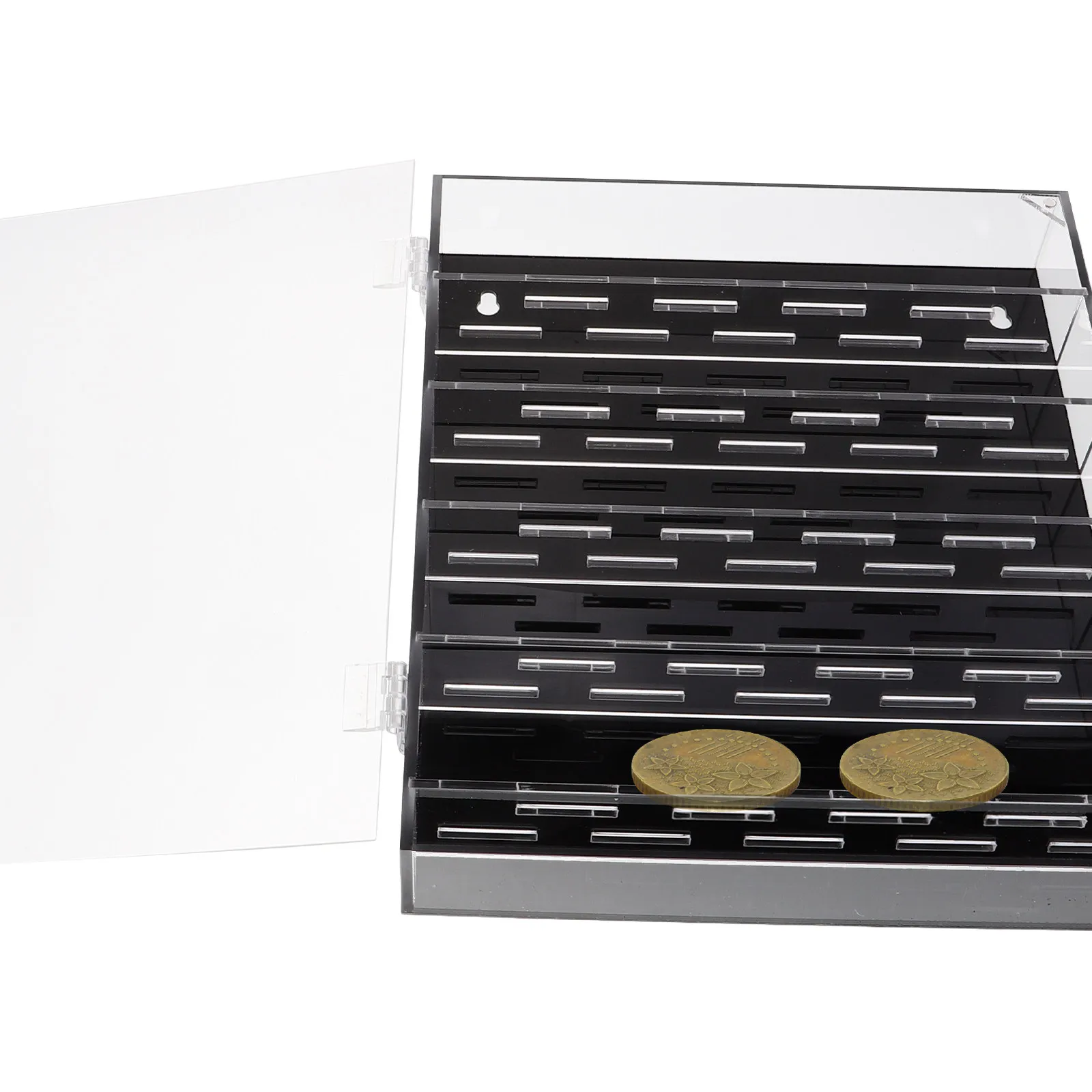 

Clear Acrylic Coin Display Case Secure Storage Box for Coins Medals Badges Transparent Compact Organizer