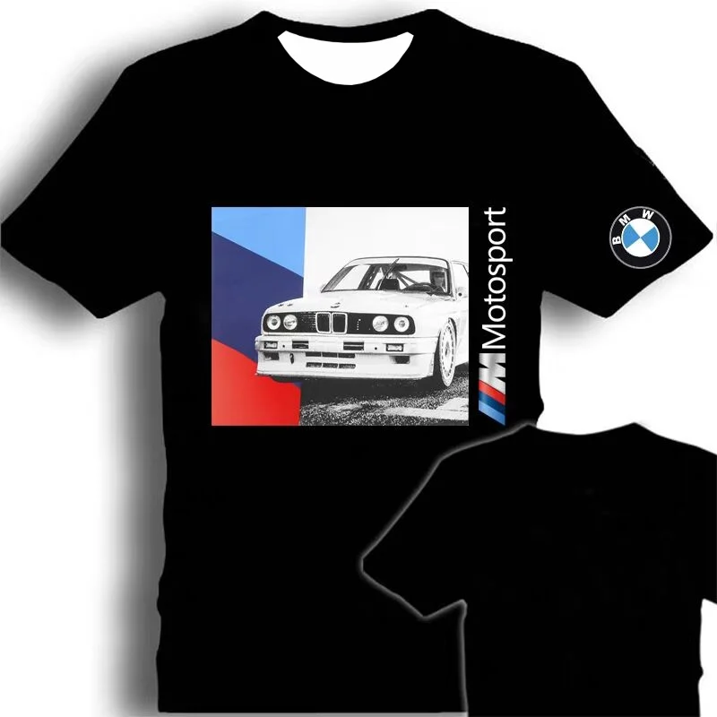 

Футболка BMW BMW Мотоцикл Мужская и женская футболка Повседневная Локомотив с круглым вырезом и коротким рукавом Летняя свободная езда