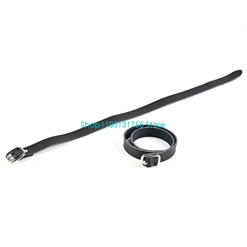 K0EF Adjustable Horse Riding Spur Strap, 1 Pair of Black PU Leather Strap with Metal Buckles for Riding Lesson and Everyday