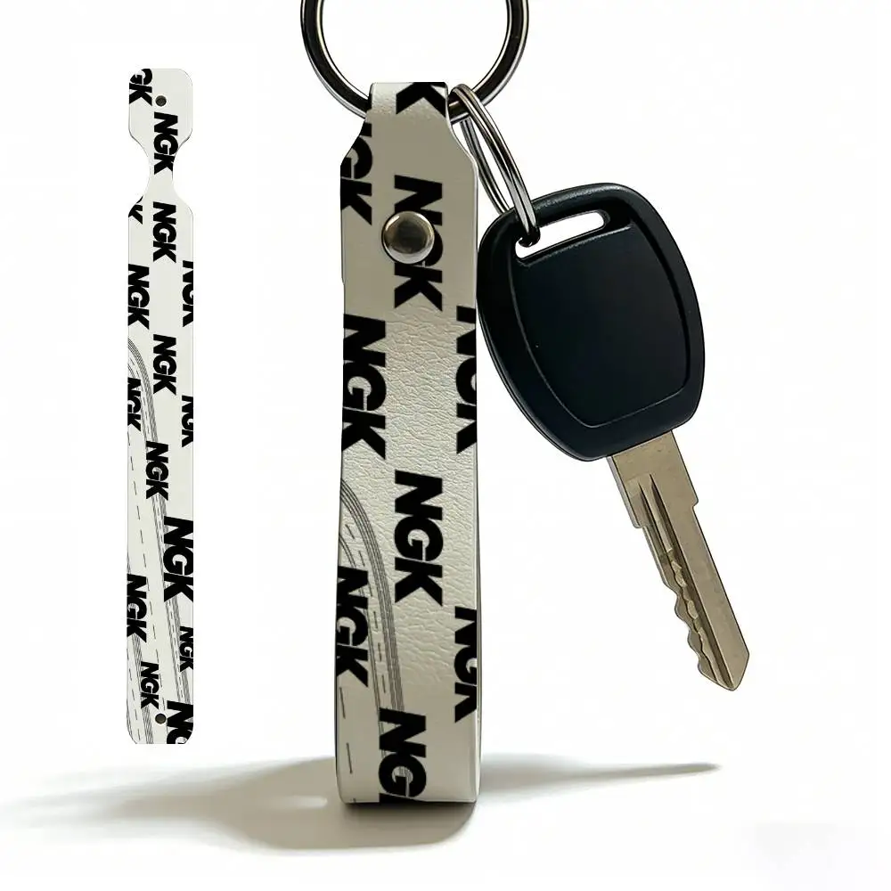 Fashion For Ngk Soft PU Leather Motorcycle Keychain Lightweight Key Holder For Scooter Racing