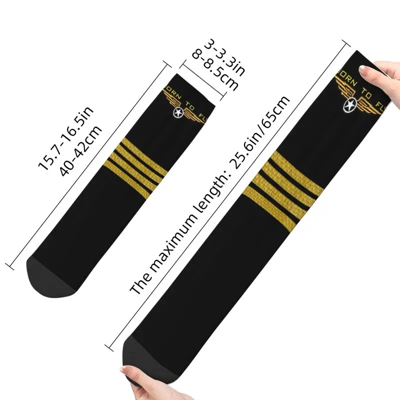 Cute Printing Born To Fly Flight Pilot Socks for Women Men Stretchy Summer Autumn Winter Flying Aviation Crew Socks