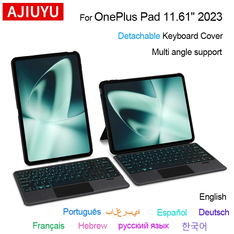 AJIUYU Smart Magic Tastaturhülle mit Touchpad für OnePlus Pad 11,61 Zoll 2023 One Plus Pad Schutzhülle Russisch Arabisch Spanisch