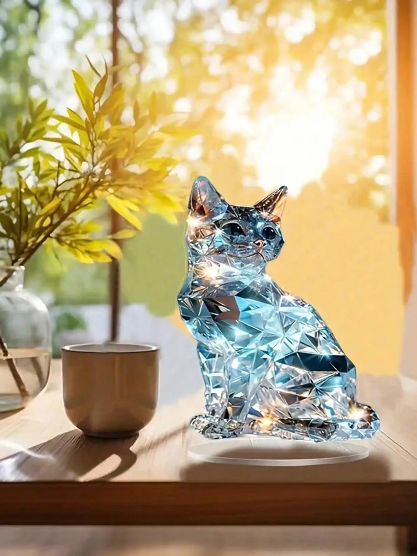 1 Stück Niedliche Kristall-Katzen-Skulptur als Heimdekoration, Schreibtisch-Deko, Ideales Geschenk für Schlafzimmer-Dekoration, Festival- und Partydekoration – Detail 6