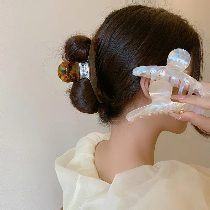 Pinza para el pelo de tiburón grande estilo nicho elegante, horquilla de acetato de alta gama, accesorio para el cabello en la parte posterior de la cabeza