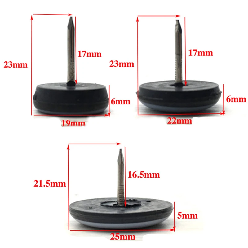 20 قطعة 16/19/22/25 مللي متر الجدول كرسي القدم المتزلجون أرجل قطع الأثاث المستديرة منصات مع خزانة المسمار أريكة ينزلق حافظات الأرضية المتزلجون