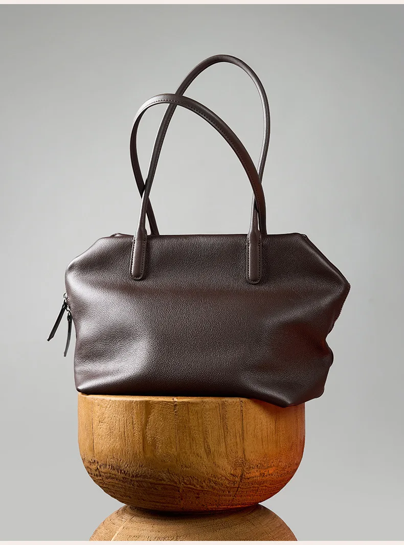 Women Luxury Genuine Leather Tote Bag Soft Texture Large Capacity Fashion Shoulder Bag Versatile Daily Handbag