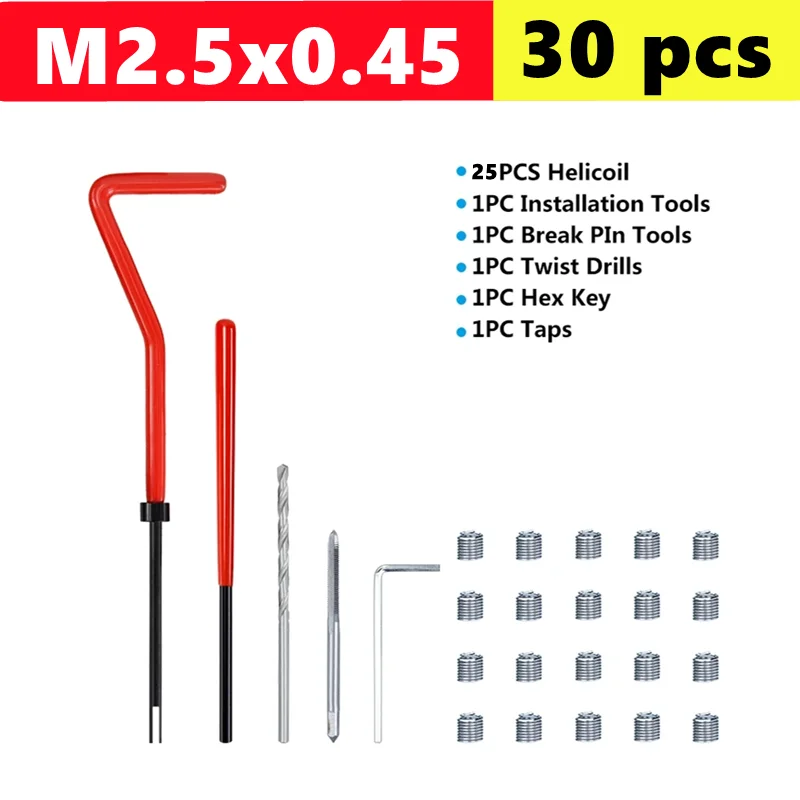 25/75/131pcs draadreparatieset M2-M24, gebruikt om beschadigde draad te repareren, aapmoersleutel, Fried Dough Twists bit handgereedschap