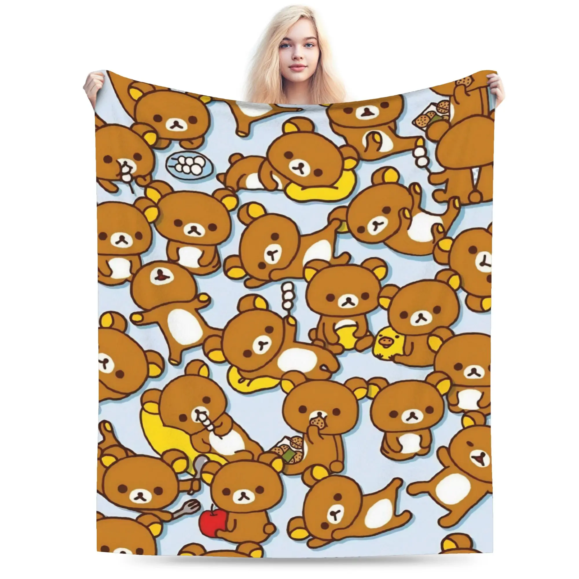 R-Rilakkumas Cartoo Gift Blanket For Men Women Super Soft Warm  Throw Blankets for Living Room 50x60 Inches Multi-size