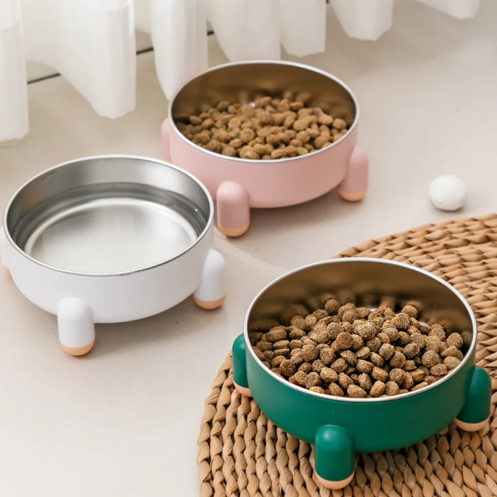 Pet Bowl High Leg Neck Protecter Pet Cat Food Basin Stainless Steel Dog Food Bowl Puppy Dog Washbasin Cat Feeder Pet Supplies