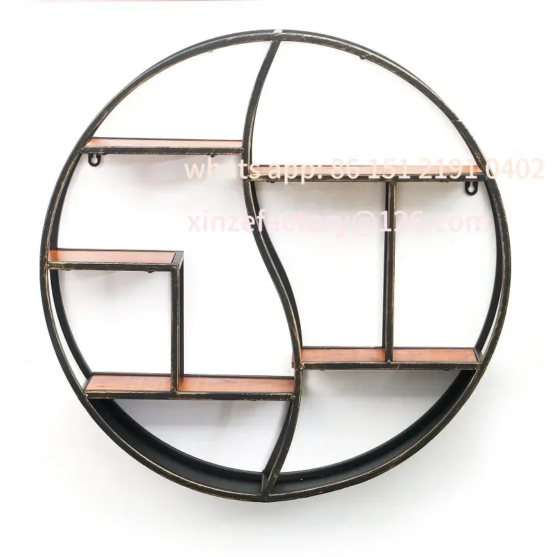 

Customizable Style Wall Shelf Home Storage Holder Round Wall Hanging Wrought Iron Wall Decoration