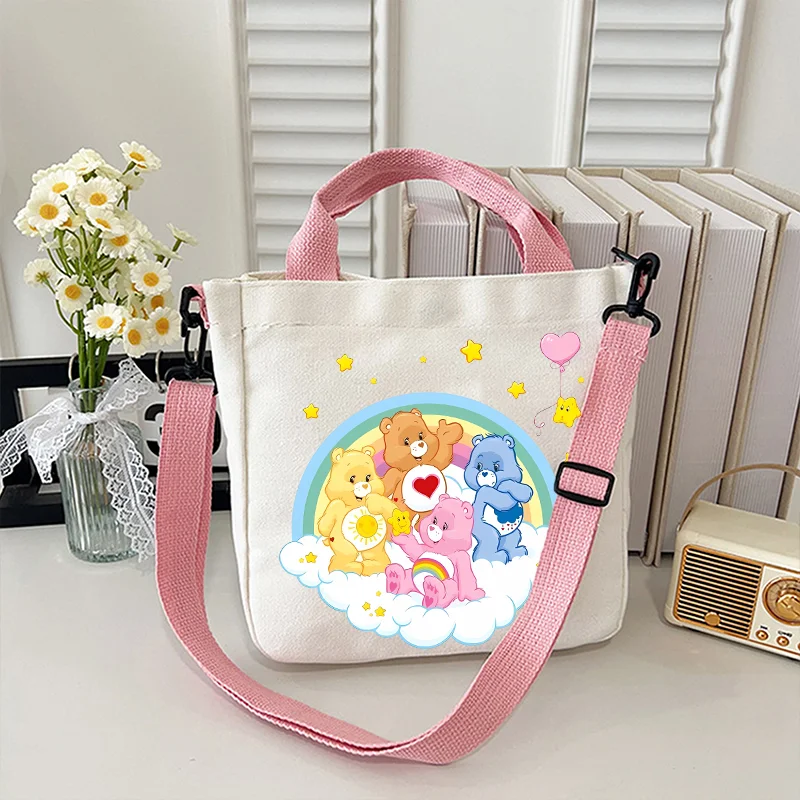 

Сумки через плечо Cares Bears, женская сумка на плечо, парусиновая студенческая сумка для девочек, большая вместительная сумка с героями мультфильмов, милый подарок
