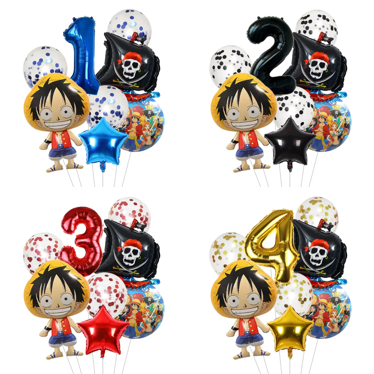Anime One Piece Aluminiumfolien-Ballons Luffy-Form Folienballon Jungen Geburtstagsparty Dekorationsartikel