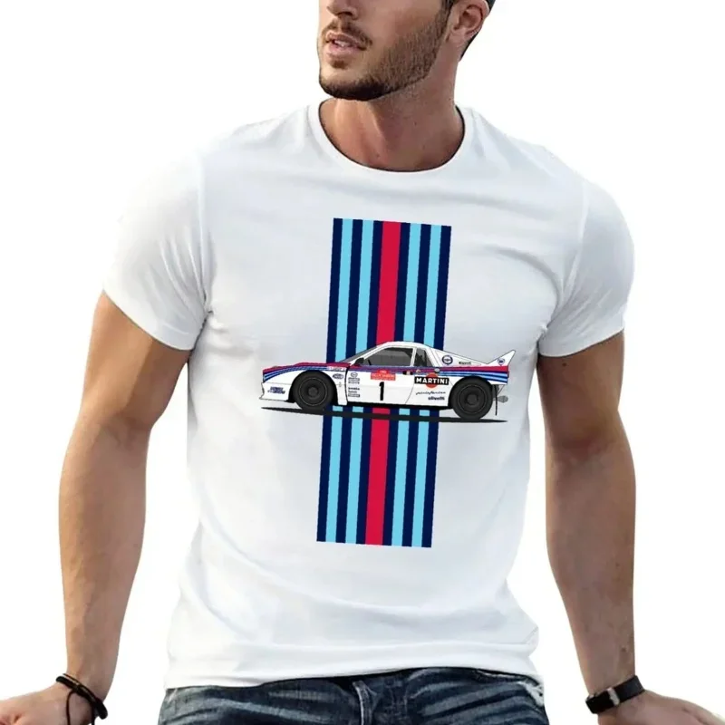 2024 Summer Men\'s New 3D Lancia 037 Henri Toivonen 1985 Printed Round Neck Short Sleeve T-shirt Street Style Breathable Tees