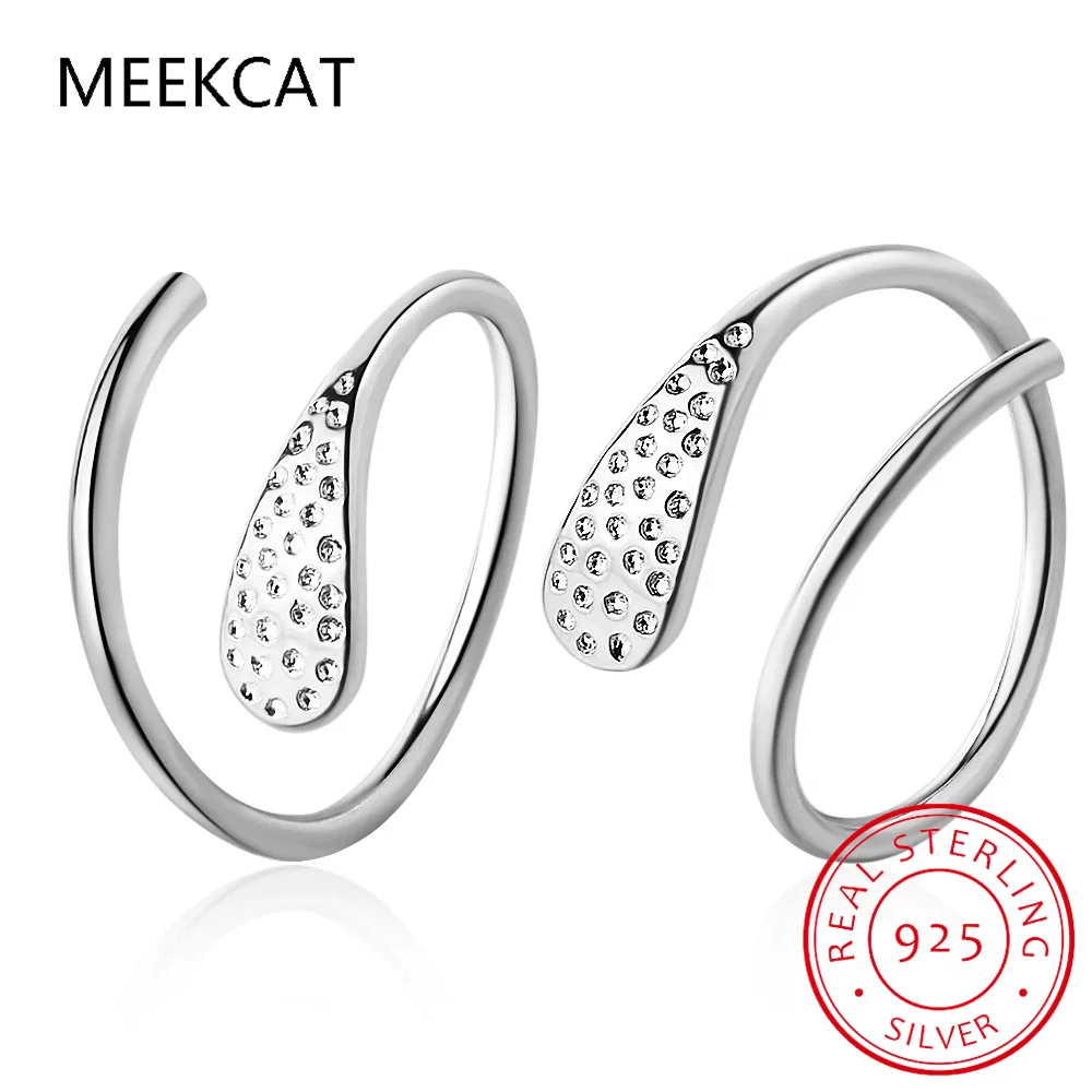 Genuine 925 Sterling Silver Jewelry Personality Minimalist Spiral Snakelike Ear Bones Ear Buckle Stud Earrings for Women BKEJ056