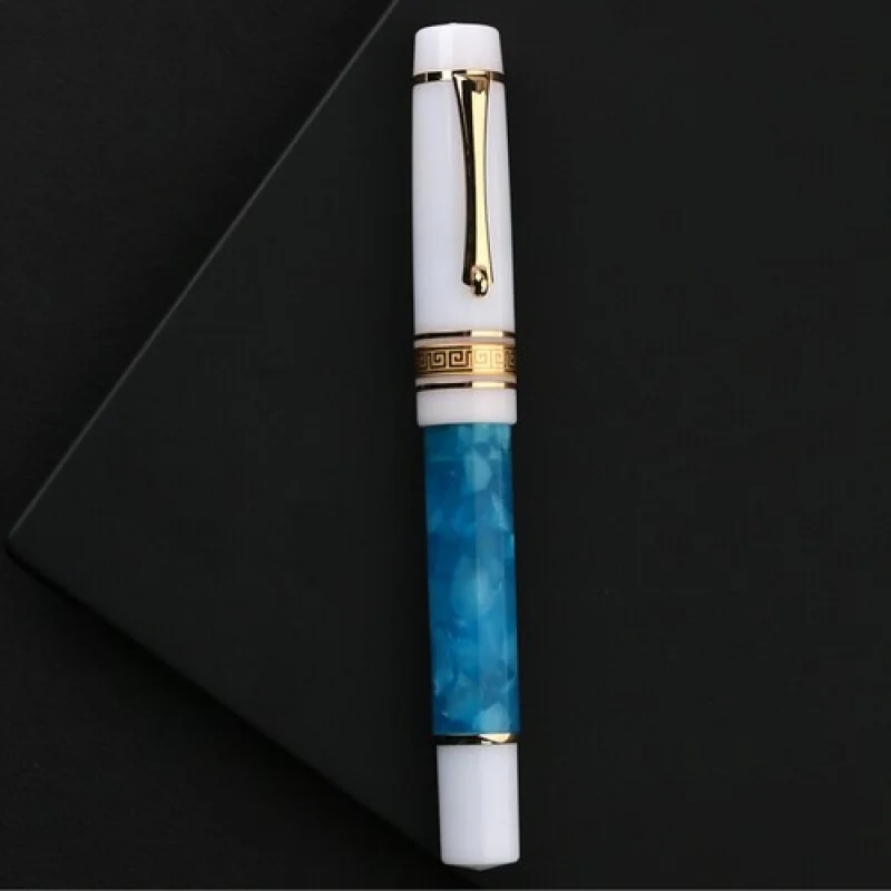 Stylo à encre pour stylo plume en résine A + MAJOHN M400 # 6 plumes EF/F/M couleur argent/plume bicolore