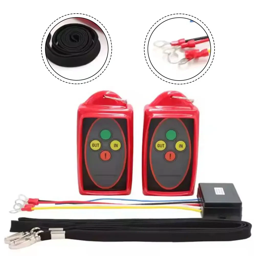 1set 12V-24V Digital Wireless Winches Remote Control Recovery Kit With On/Off Switch LED Indicator Light For SUV Trucks Trailers