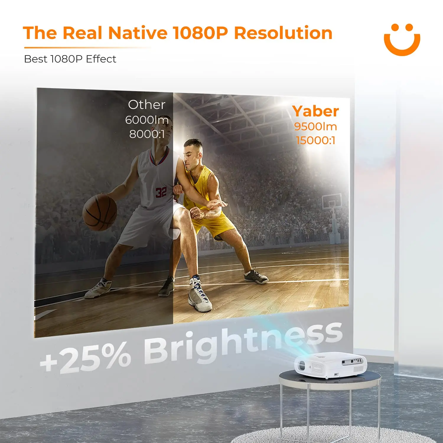 YABER Pro V7 5G WiFi proiettore Bluetooth Full HD nativo 1080P supporto proiettori 4K 6D Keystone Home & Outdoor videoproiettore
