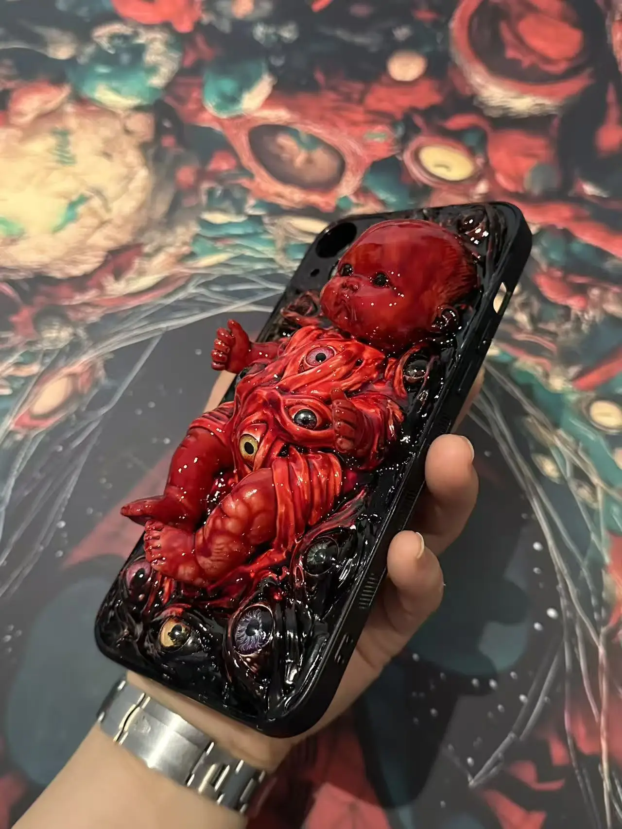 Halloween Scary Silicone Ghost doll Eye Phone Case, Suitable for iPhone 17, 16, 15, 14, 12, 11 Pro Max Phone Cases.