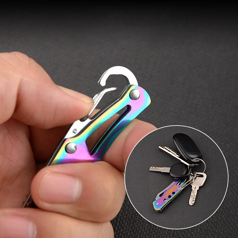 Portable Stainless Steel Folding Knife Hunting Camping Fishing Pocket Knives Keychain Outdoor Selfdefense Survival Hand Tools