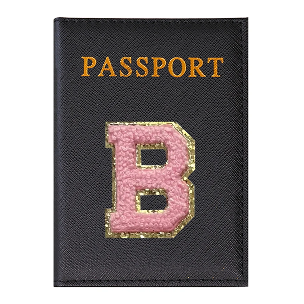 Passport Cover PU Leather Travel Passport Holder Women Function Business Card Case with Card Holder Bundle Pink Letter Series