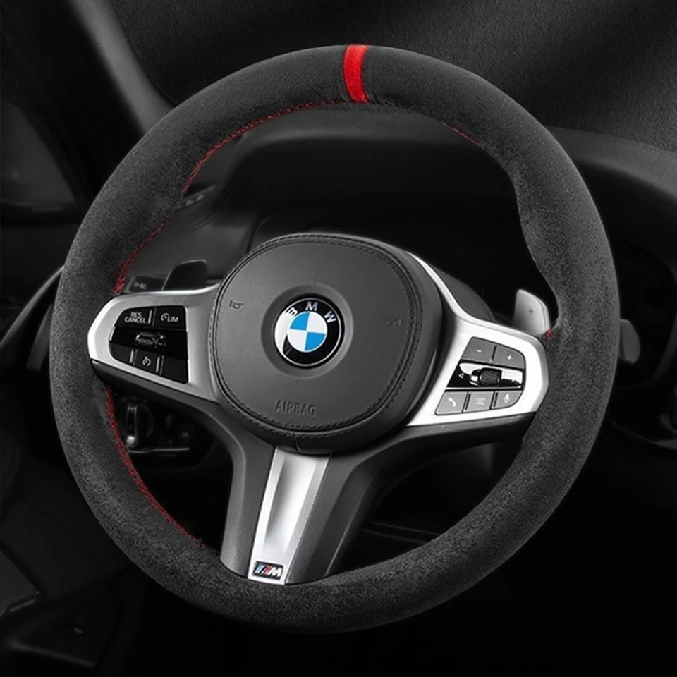 Universal Car Steering Wheel Cover Artificial Suede Leather 15 inch DIY Car Accessories Imitation Alcantara Soft Wear-Resistant