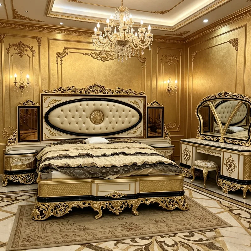 Italian French Style Bed, Light Luxury, European Villa, Palace Style, Large Apartment, Luxury Furniture, Cross-border French Vin