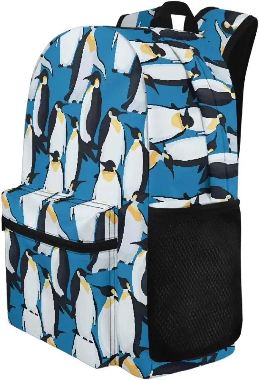 Penguin Blue  School Backpack For Kids Boys Girls Elementary Animal Bookbag  Large Travel Bag Daypack