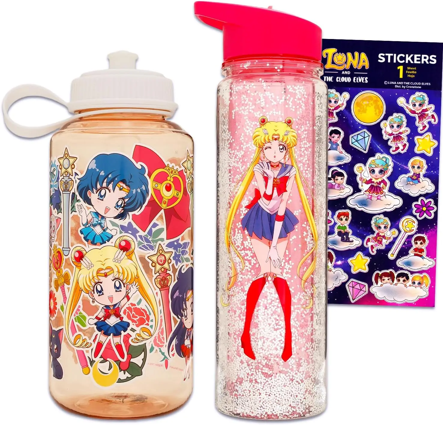 

Набор спортивных бутылок с водой с блестками и чиби на 18 унций и наклейками