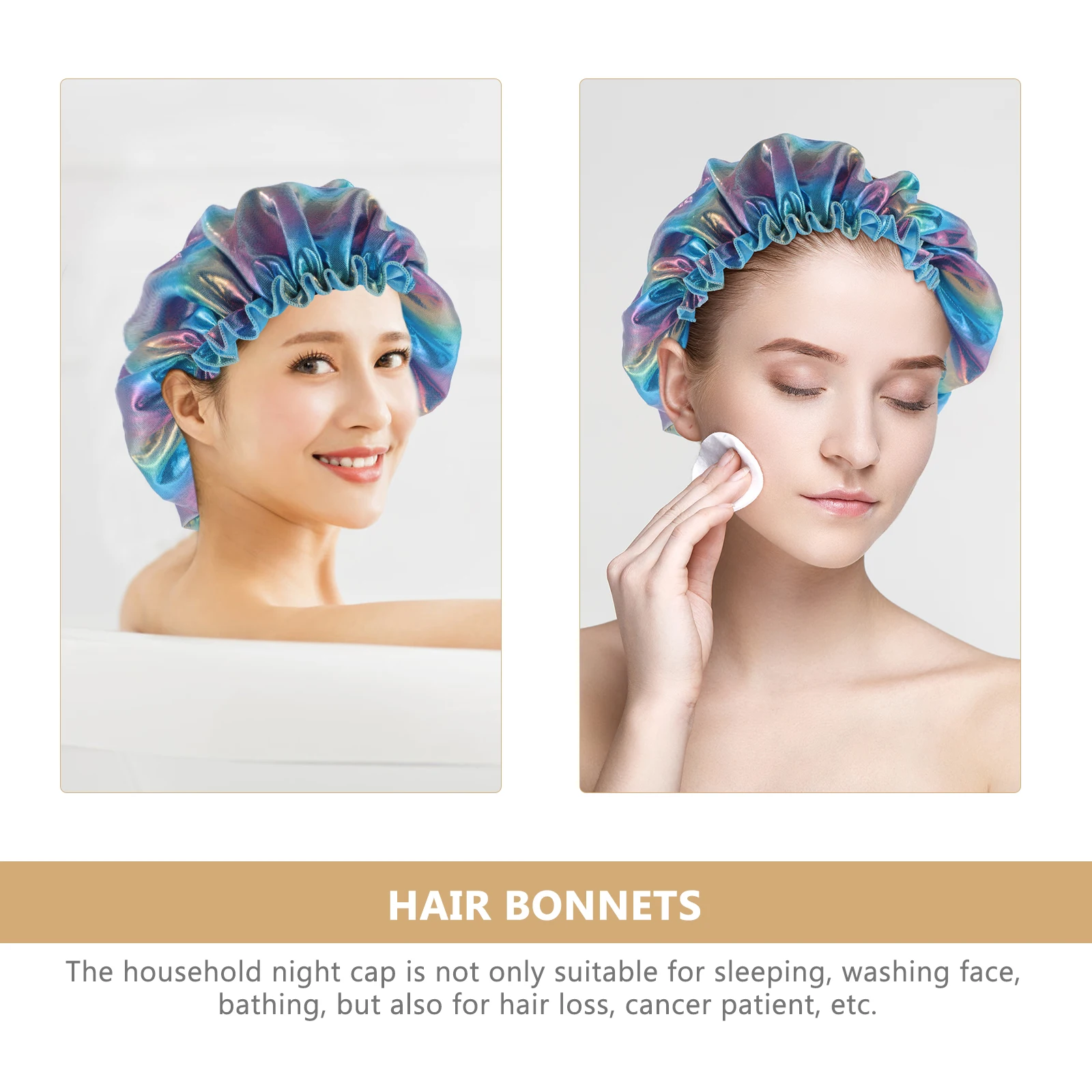 

Elastic Sleep Bonnet For Women Men Adjustable Hair Bonnets Shower Bathing Hat Chemo Caps Salon Perm Cap Comfortable